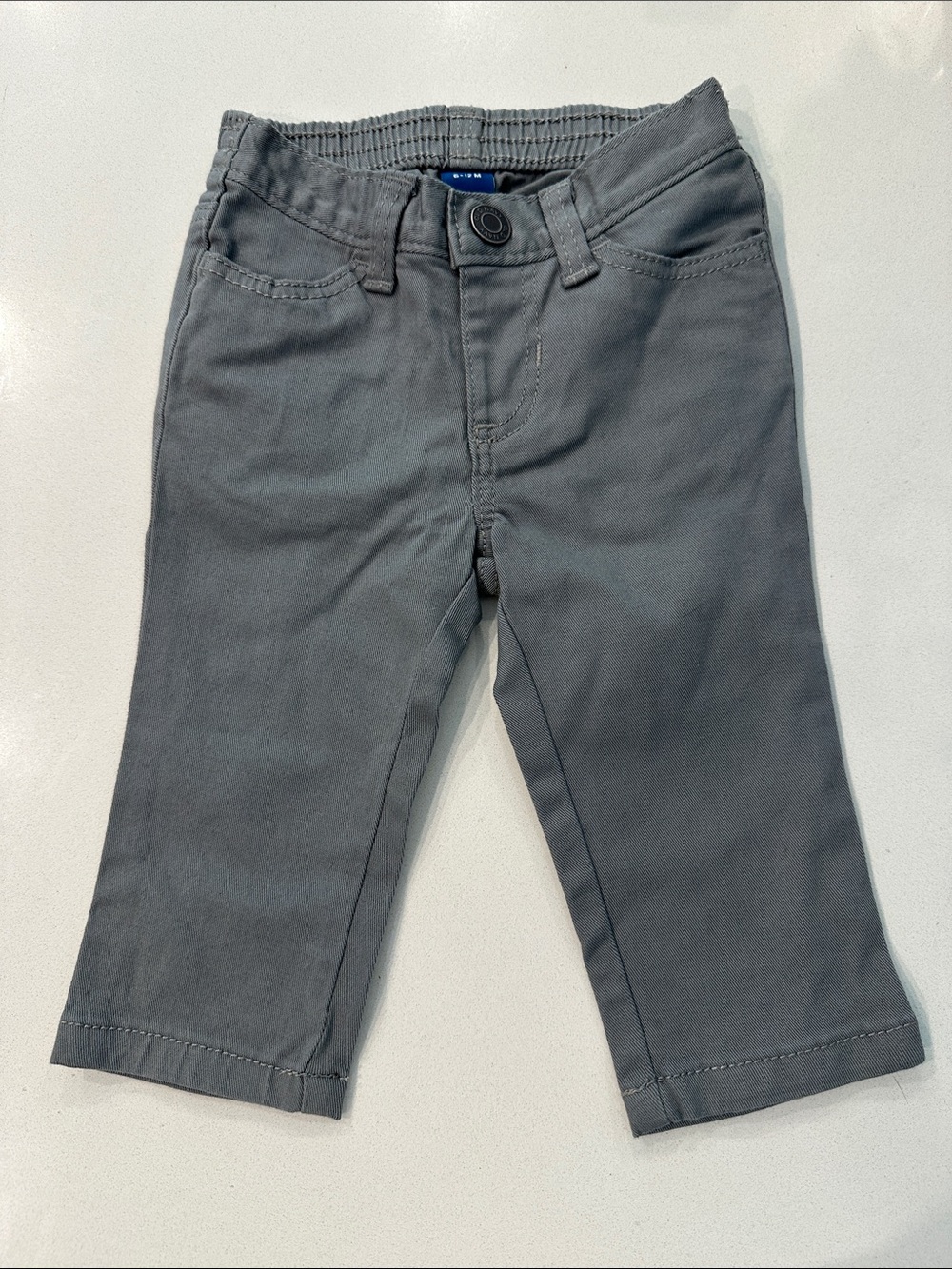 NWOT- Old Navy Boys Gray Pull-On Chinos. Size 6-12 months